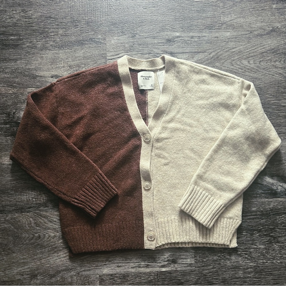 NWT Spliced Short Boxy Colorblock Cardigan